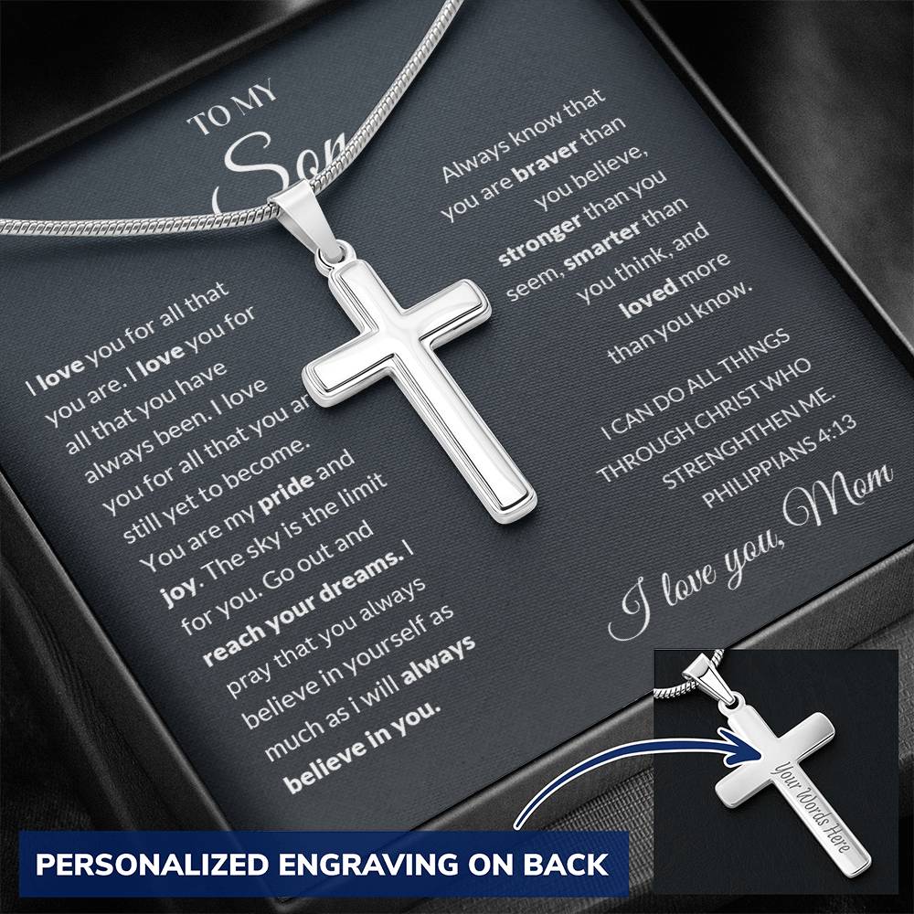 To My Son | I Love You - Personalized Cross Necklace