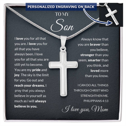 To My Son | I Love You - Personalized Cross Necklace