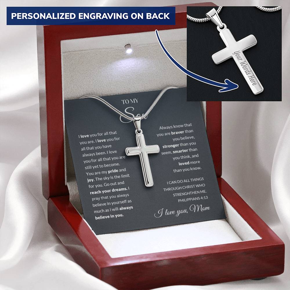 To My Son | I Love You - Personalized Cross Necklace