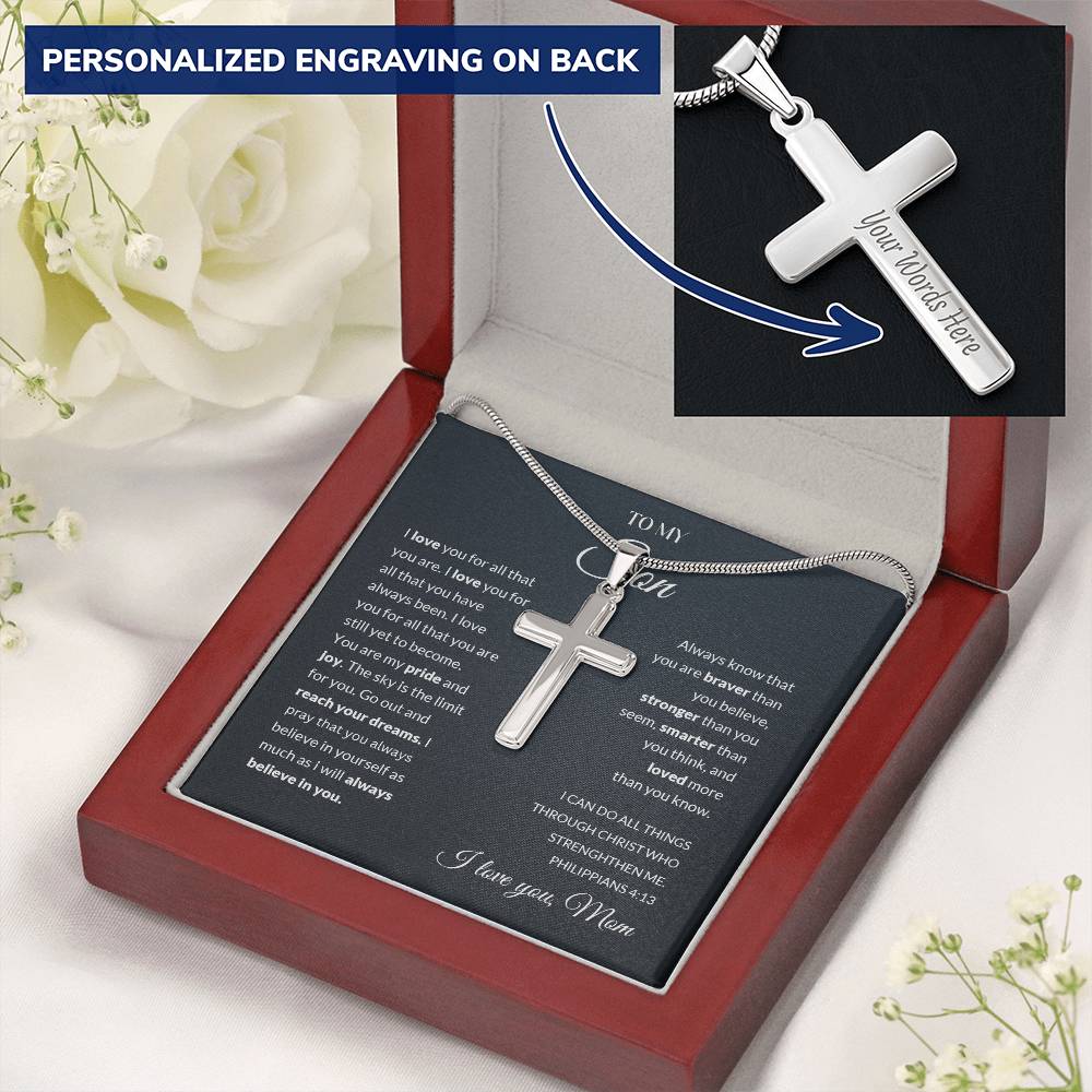 To My Son | I Love You - Personalized Cross Necklace