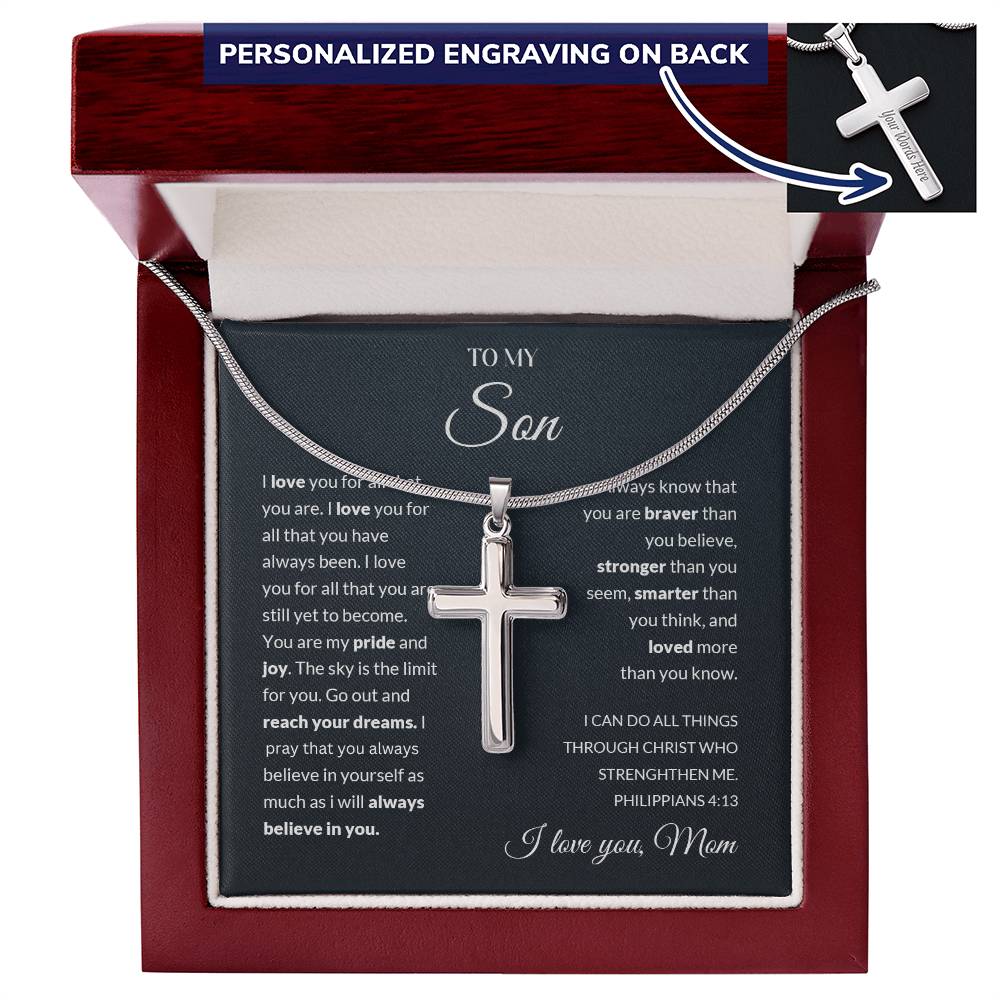 To My Son | I Love You - Personalized Cross Necklace